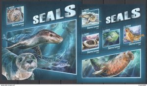 2017 Sierra Leone Seals Mammals Fauna Marine Life #8905-8+Bl1310 ** Fd0121