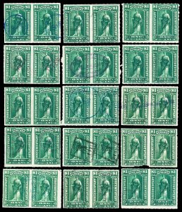 Scott R173 $1.00 Documentary Revenue 15 Pairs Used F-VF NICE CANCELS!