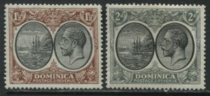 Dominica KGV 1923 1 1/2d and 2d mint o.g. hinged