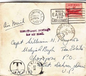 1953, Washington, DC to India, Airmail, See Remark (38395)