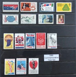 Scott 1306 - 1322, 1966 Commemorative Year Set, 16 MNH Stamps