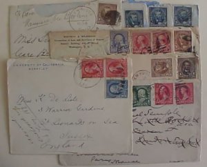 US TO ENGLAND 9 COVERS 1892/1905 INCLUDES 2 FRONTS ONLY