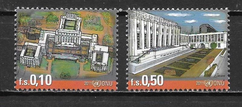 UN Geneva 530-31 Headguarters set MNH