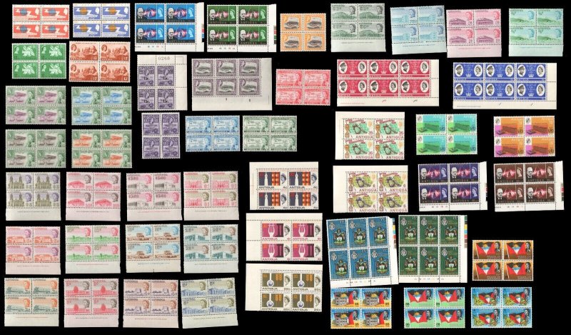 ANTIGUA Vtg Collection of Mint MNH VF Plate / Blocks of Stamps CV$416