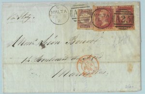 BK0259 - MALT - POSTAL HISTORY - Mixed Franking on COVER to ITALY 1913-