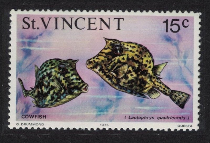 St. Vincent Scribbled Cowfish Fish 15c. Inscr '1975' 1975 MNH SG#431