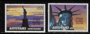 Aitutaki 1986 Statue of Liberty Sc 394-395 MNH A2165