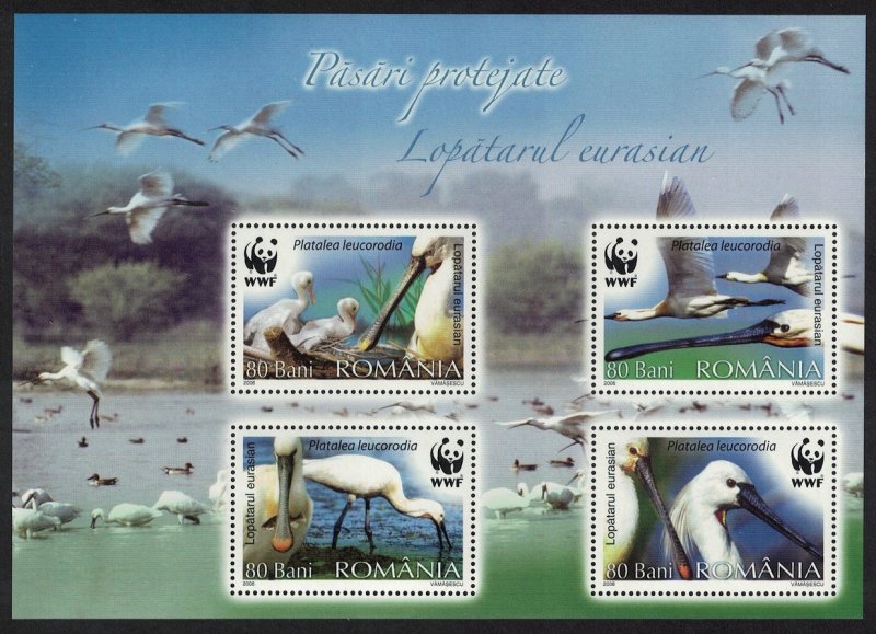 Romania WWF Eurasian Spoonbill Bird MS 2006 MNH SG#MS6735 MI#Block 391