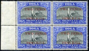 Tonga #67 (SG 68) Cat£168 (for hinged singles), 1923 2p on 2sh ultramarine a...