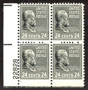 U.S. #828 MINT PL# Block OG NH