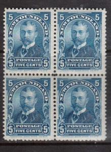 Newfoundland #85 VF/NH Scarce Block