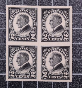 Scott 611 - 2 Cents Harding - OG MH / MNH - Block - 3 x MNH - SCV $33.00