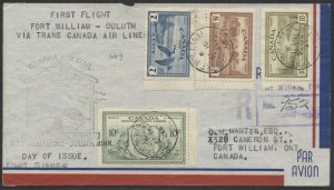 1946 Pilot Signed Flight/Peace Issue FDC Fort William ONT to Duluth AAMC #4617