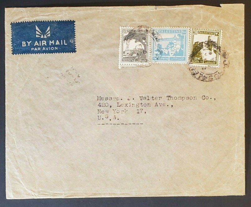 1940's Jerusalem Palestine New York USA Palestine Post Newspaper Air Mail Cover 