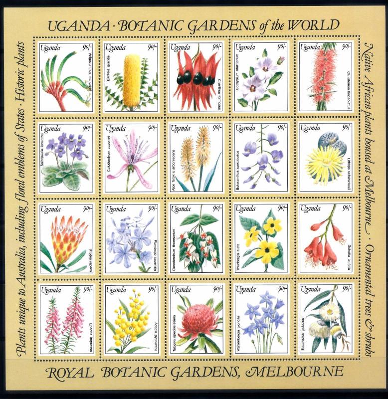 [66857] Uganda 1991 Flora Flowers Blumen Botanic Garden Melbourne Sheet MNH