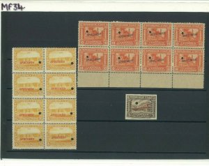 HAITI Stamps 1913 ABNCo.*SPECIMEN* 15c Yellow Block{8} & 10c{8} & 3c UM MNH MF34