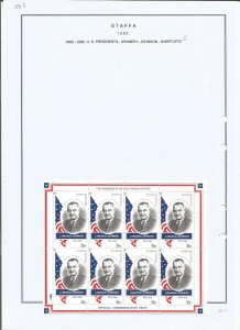 STAFFA - 1982 - U S President Johnson - Sheet - Mint Light Hinged -Private Issue