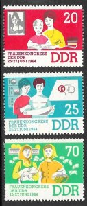 EAST GERMANY DDR 1964 Women's Congress Set Sc 703-705 MNH