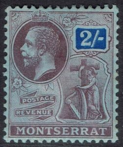 MONTSERRAT 1916 KGV BADGE 2/- WMK MULTI CROWN CA