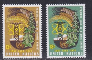 UNited Nations - New York, # 289-290, Peaceful use of Atomic Energy, Mint NH