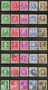 United States Scott 859-93 UF-VFH - 1940 Famous Americans Set - SCV $16.05