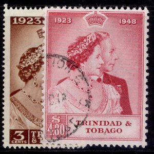 TRINIDAD & TOBAGO GVI SG259-260, 1949 ROYAL SILVER WEDDING set, FU. Cat £48.