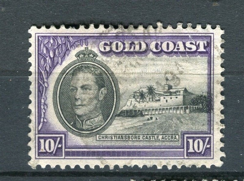 GOLD COAST; 1938 early GVI pictorial issue fine used 10s. value