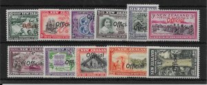 NEW ZEALAND SGO141/51 1940 CENTENARY SET OVERPRINTED OFFICIAL MTD MINT