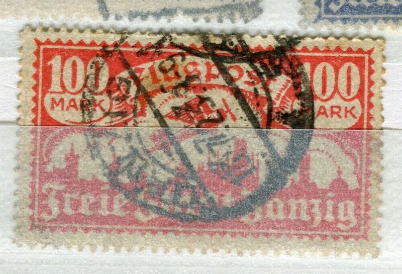 GERMANY; DANZIG 1923 ( Jan ) AIR issue fine used 100M. value Postmark