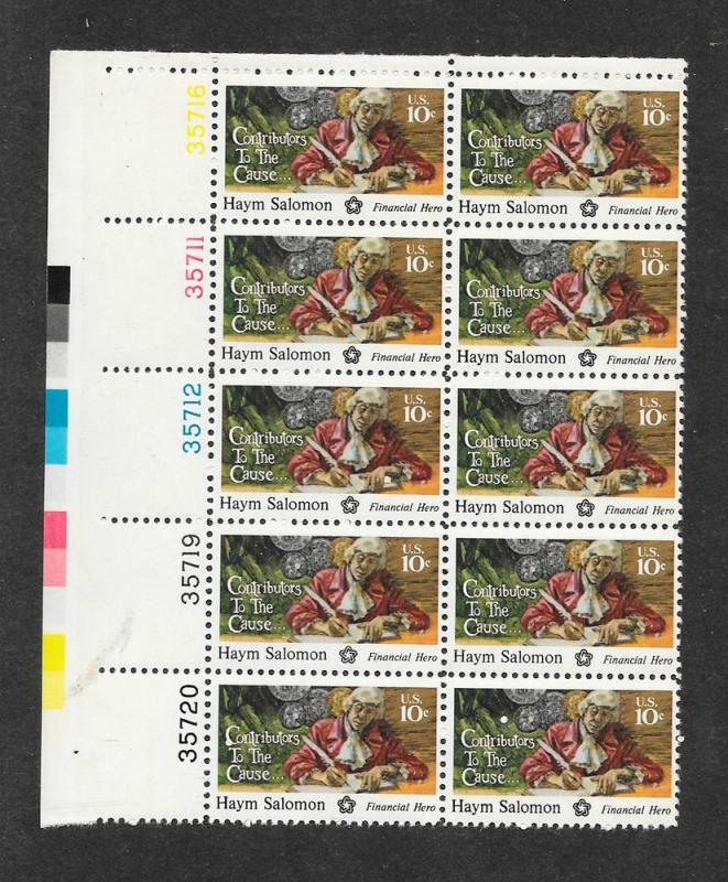 1561 MNH, 10c. Haym Salomon Plate Block, scv: $2.50