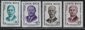 Costa Rica C330 - C333 (4) set  Hinged ,1961 Portrait of Jose Maria Soto Alfred