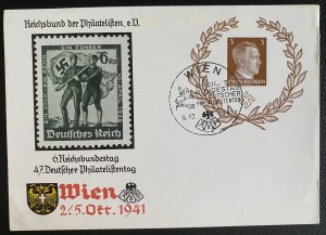 1941 Vienna Germany Stationery Postcard first day Cover Philatelic Exhibition