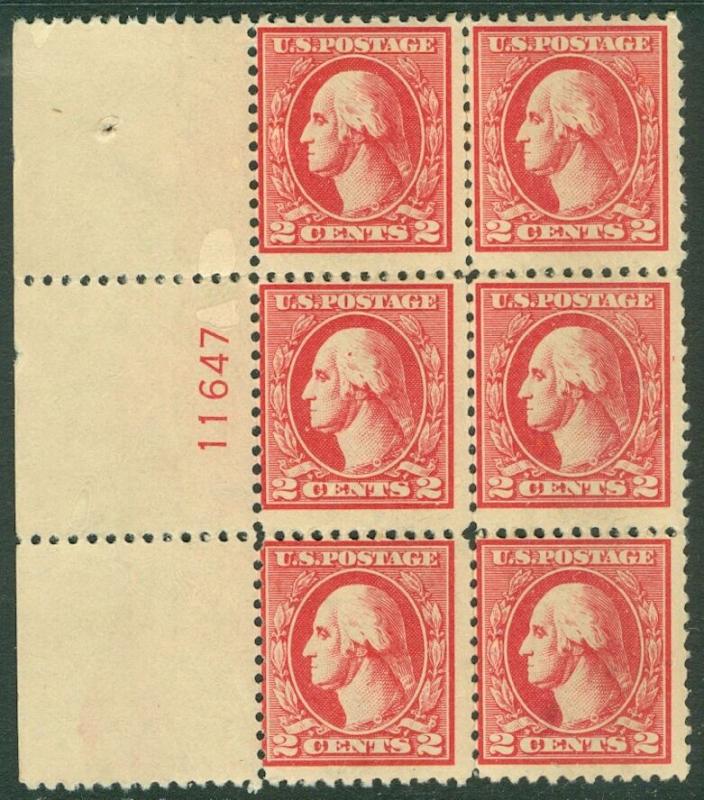 USA : 1920. Scott #528A Mint Never Hinged Plate Block of 6. Catalog $800.00.