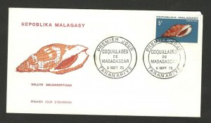 MALAGASY - FDC -FAUNA- SHELL , VOLUTE DELESSERTIANA - 1970.