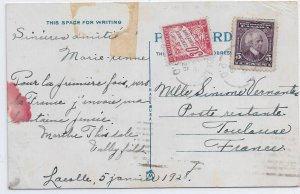 1928 Lacolle, Canada to Toulouse, France w/French Postage Due solo 5c (56836)