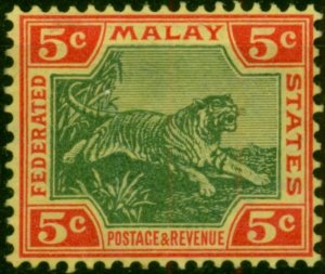 Fed of Malay States 1900 5c Green & Carmine-Yellow SG18 Fine LMM