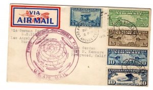 US  GERMAN LZ127 ROUND WORLD LOS ANGELES SET 3 AIRMAILS