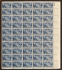 Scott 906 LINCOLN & SUN-YAT SEN Sheet of 50 US 5¢ Stamps MNH 1941