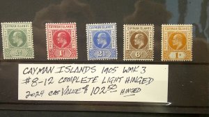 Cayman Islands 1905 Scott# 8-12 Mint Light Hinged VF-XF (C) WMK3 cmpl. set of 5