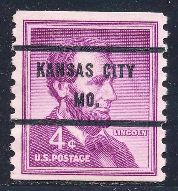 Kansas City MO, 1058-71 Bureau Precancel, 4¢ coil Lincoln