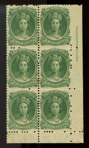 ?Nova Scotia #11 - 8 1/2 cent, Plate imprint block of 6 LR, MNH AS IS, see gum