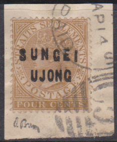 SUNGEI UJONG 1880's USED 2c BROWN ON SMALL PIECE SG ??