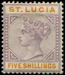 St Lucia SC# 38 Victoria 5shillings MH