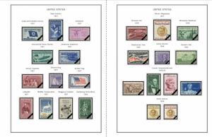 COLOR PRINTED U.S.A. 1940-1965 STAMP ALBUM PAGES (37 illustrated pages)