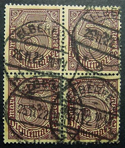 Germany, Scott O13, Used Official stamp, Block of 4