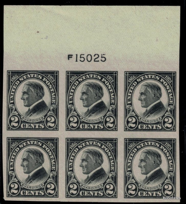 BOBPLATES #611 Harding Imperf Full Top Plate Block F15025 XF NH SCV=$100