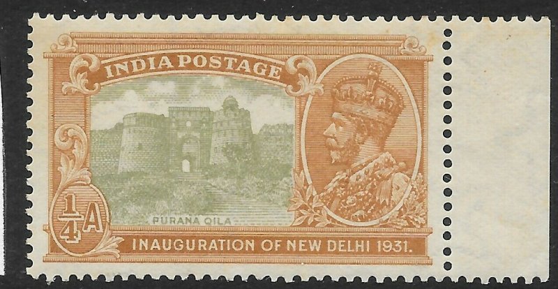 INDIA SG226 1931 DELHI ¼a OLIVE-GREEN & ORANGE-BROWN MNH