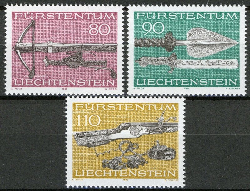 Liechtenstein 1980, Hunting weapons set VF MNH, Mi 751-53 cat 4,4€