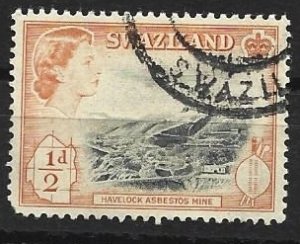SWAZILAND, 1956 used 1/2p, Asbestos Mine  Scott 55