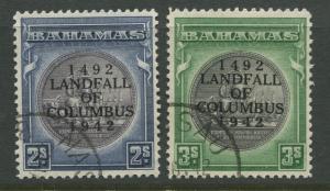 Bahamas -Scott 126-127 - Landfall of Columbus Issue -1942- VFU- 2/- & 3/- Stamps